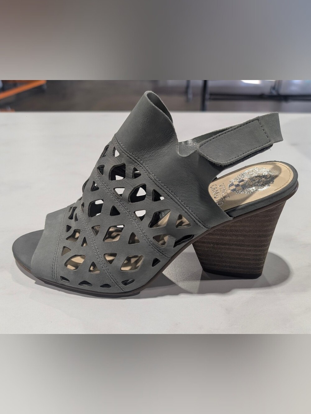 Vince Camuto Gray Cutout Slingback Block Heel